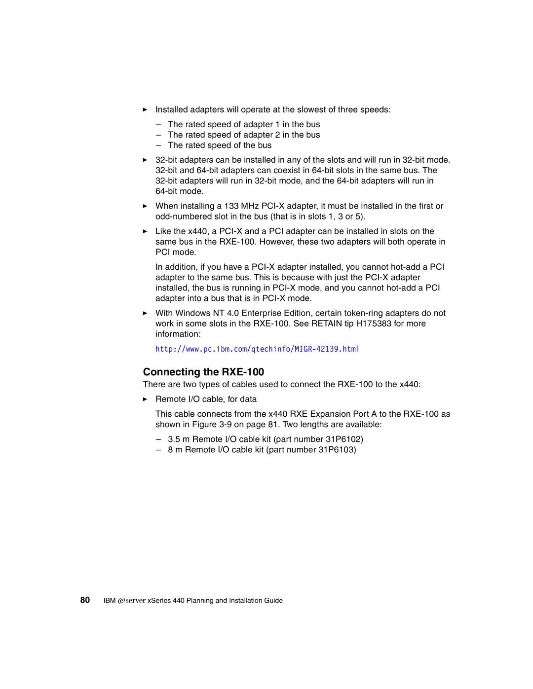 IBM 440 manual Connecting the RXE-100 