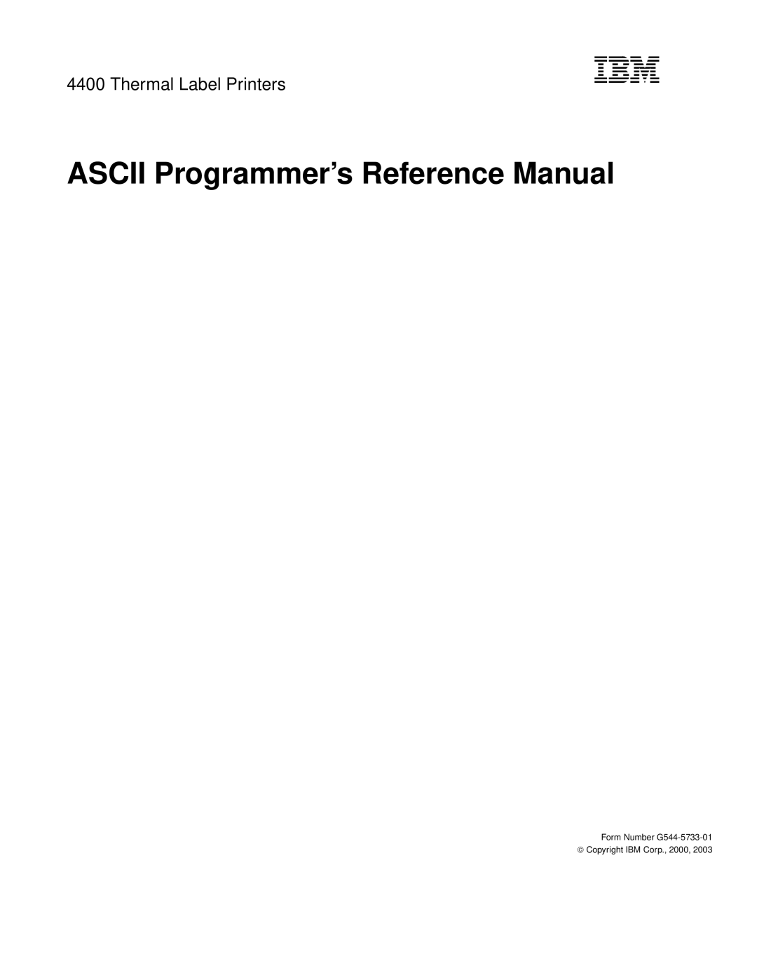 IBM 4400 manual Ascii Programmer’s Reference Manual 