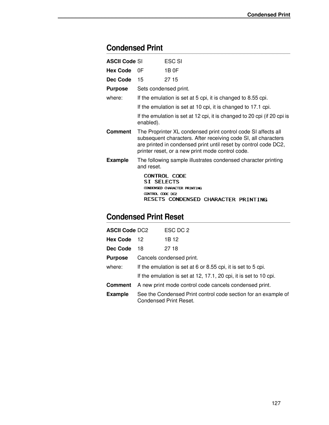 IBM 4400 manual Ascii Code DC2, Esc Dc 