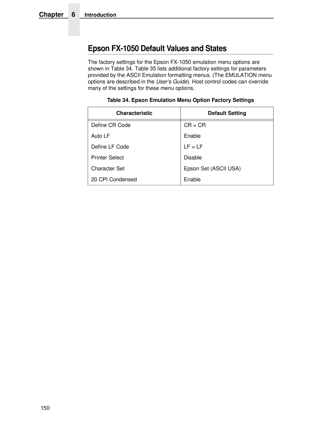 IBM 4400 manual Epson FX-1050 Default Values and States, Introduction 