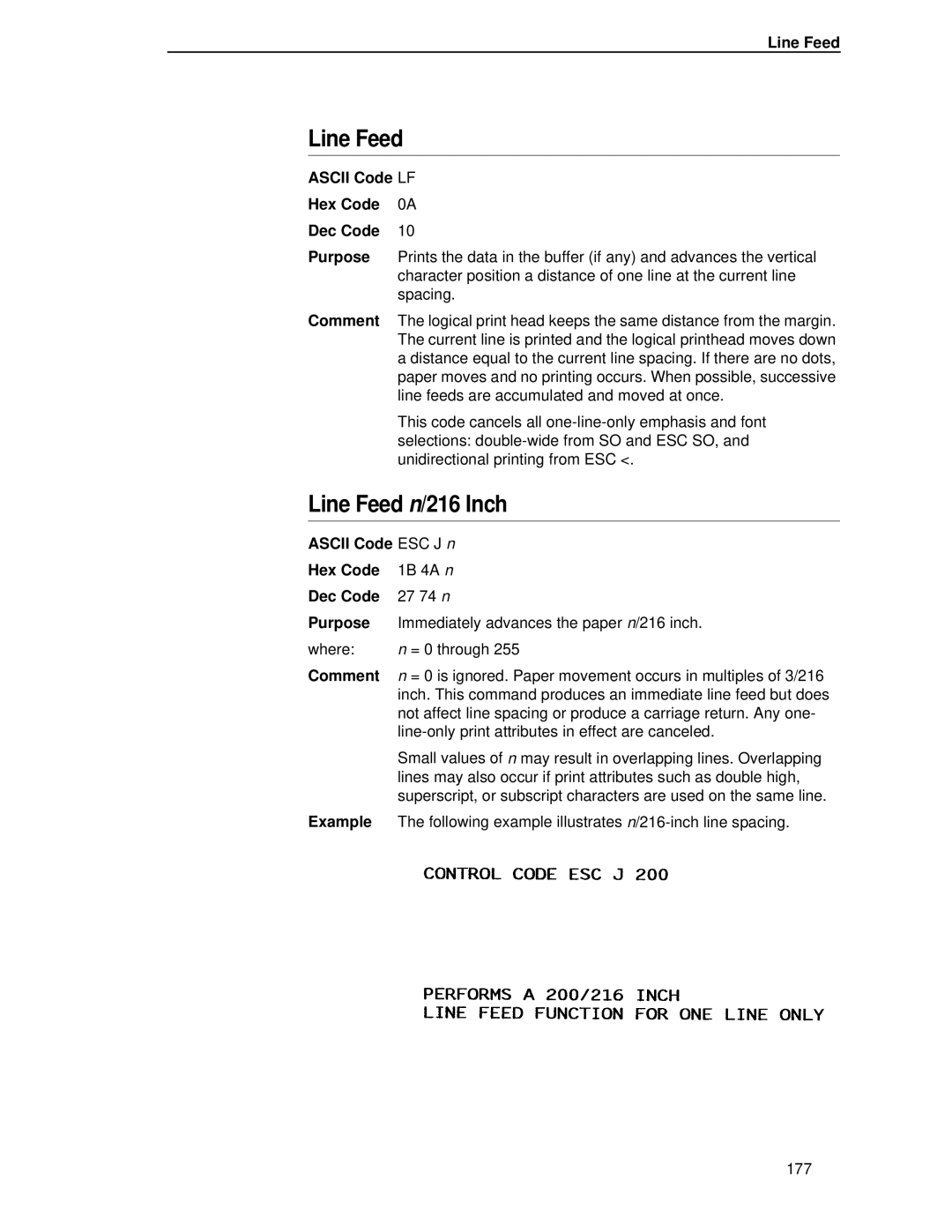 IBM 4400 manual Line Feed n/216 Inch 