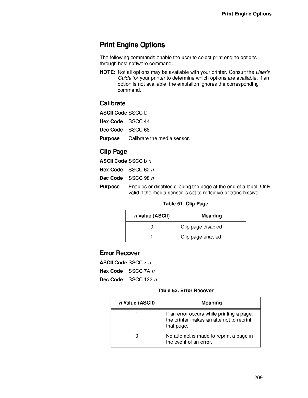 IBM 4400 manual Print Engine Options 