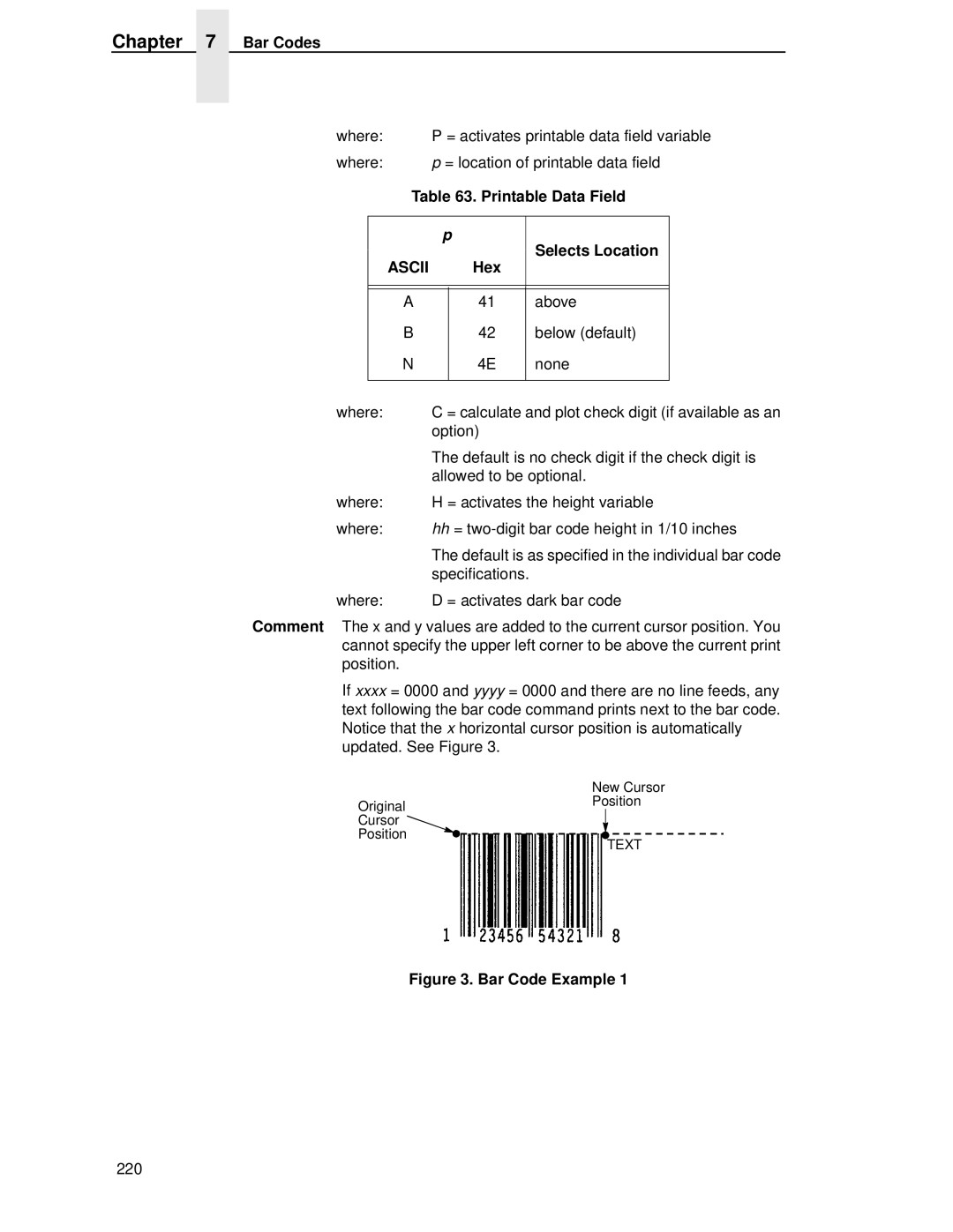 IBM 4400 manual Printable Data Field, Selects Location 