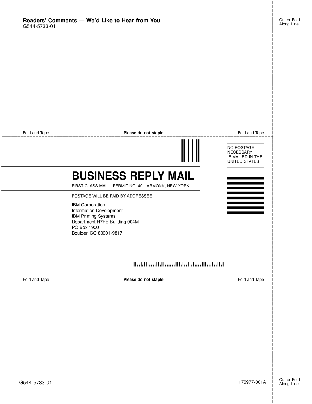 IBM 4400 manual Business Reply Mail 