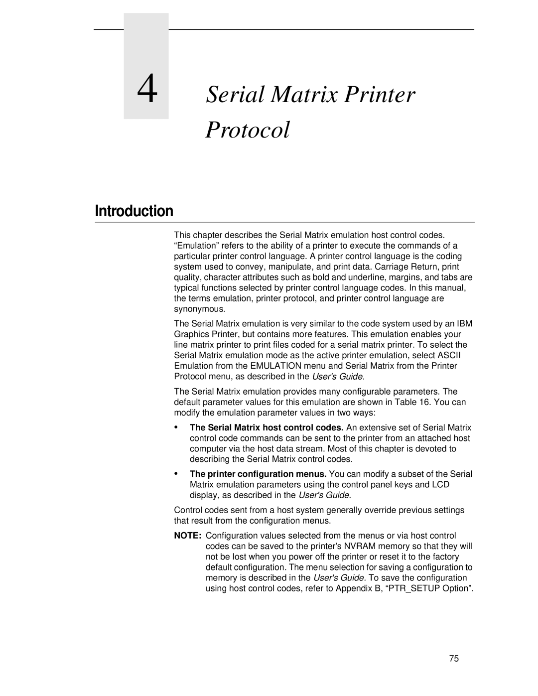 IBM 4400 manual Serial Matrix Printer Protocol 