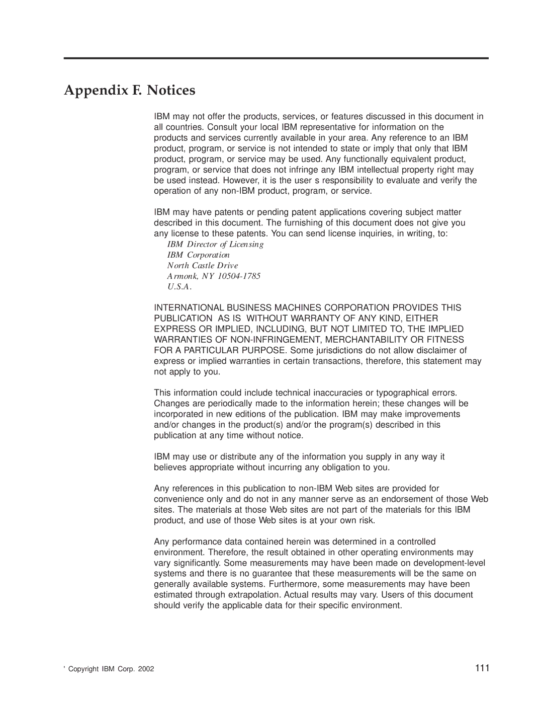 IBM 4560SLX warranty Appendix F. Notices 