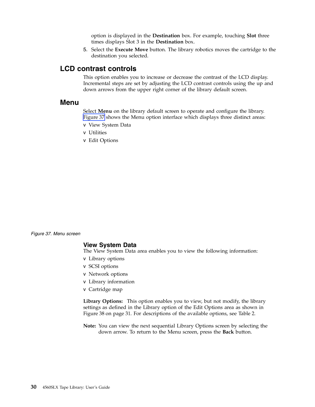 IBM 4560SLX warranty LCD contrast controls, Menu 