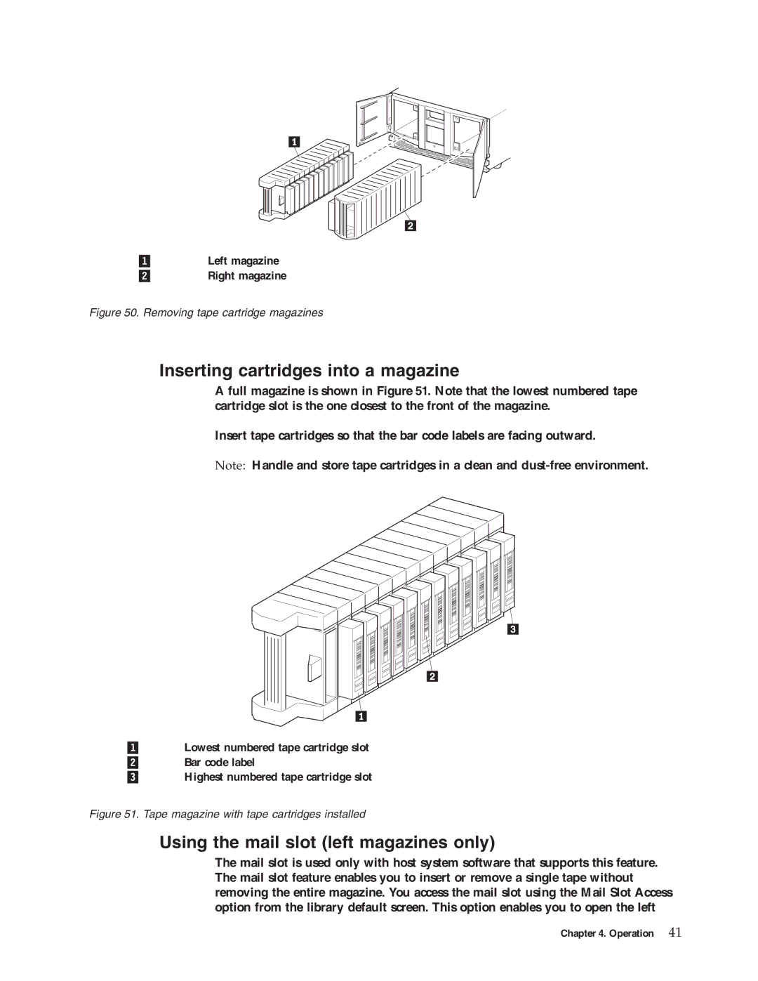 IBM 4560SLX warranty Inserting cartridges into a magazine, Using the mail slot left magazines only 