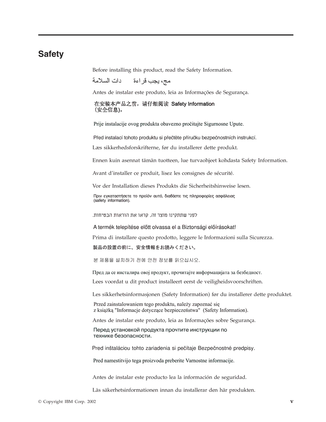 IBM 4560SLX warranty Safety 