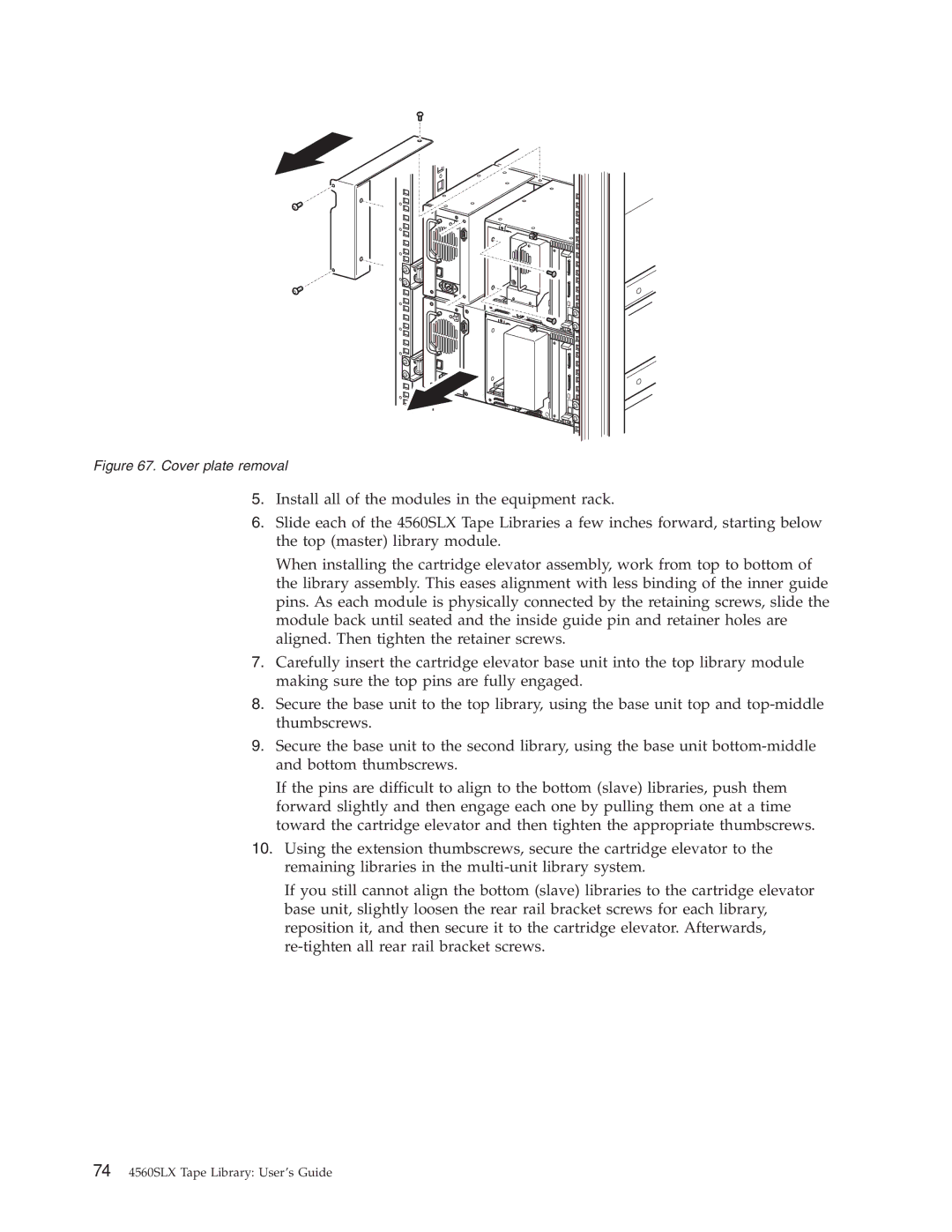 IBM 4560SLX warranty Cover plate removal 