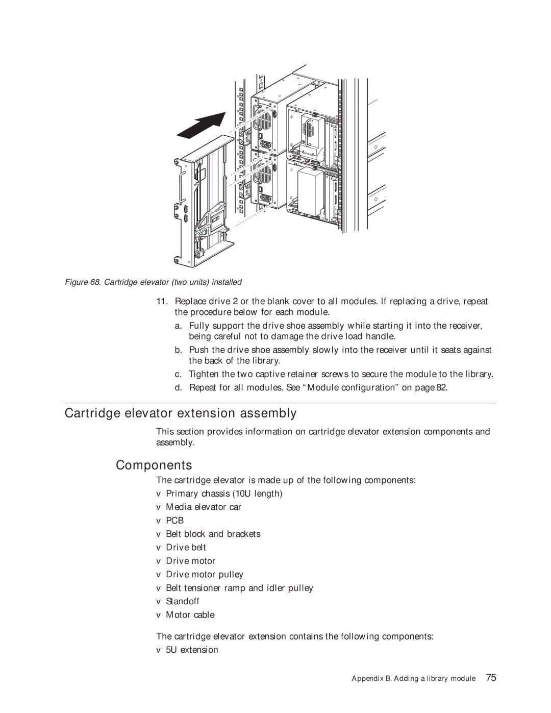 IBM 4560SLX warranty Cartridge elevator extension assembly, Components 