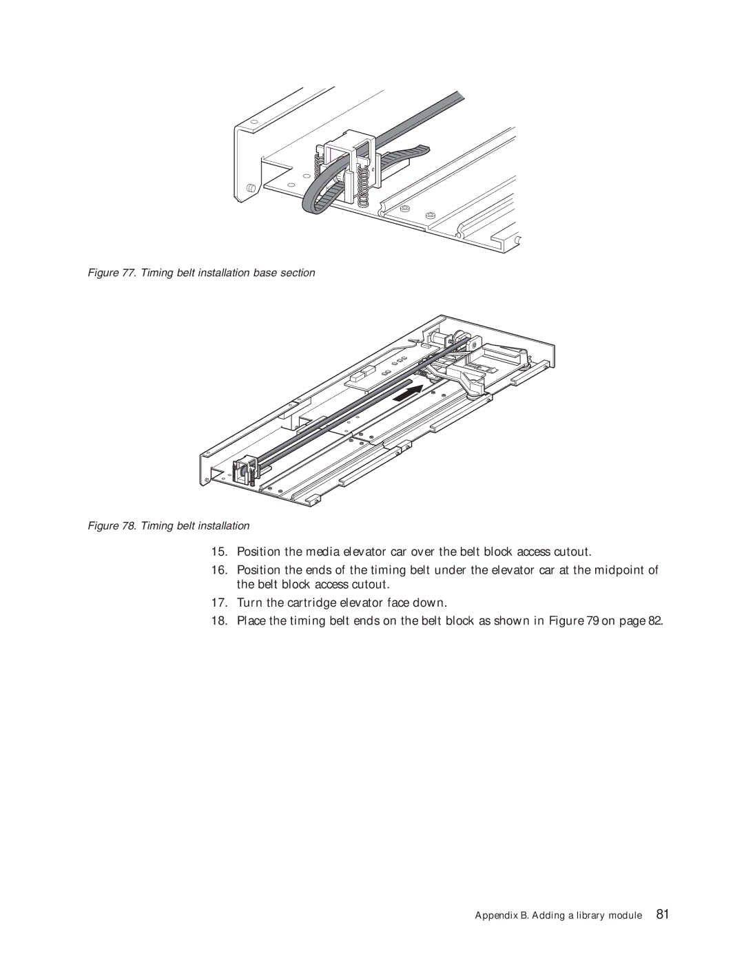 IBM 4560SLX warranty Timing belt installation base section 