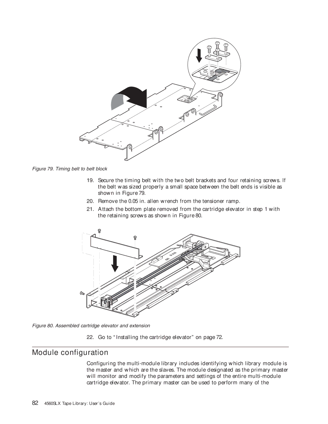 IBM 4560SLX warranty Module configuration, Timing belt to belt block 