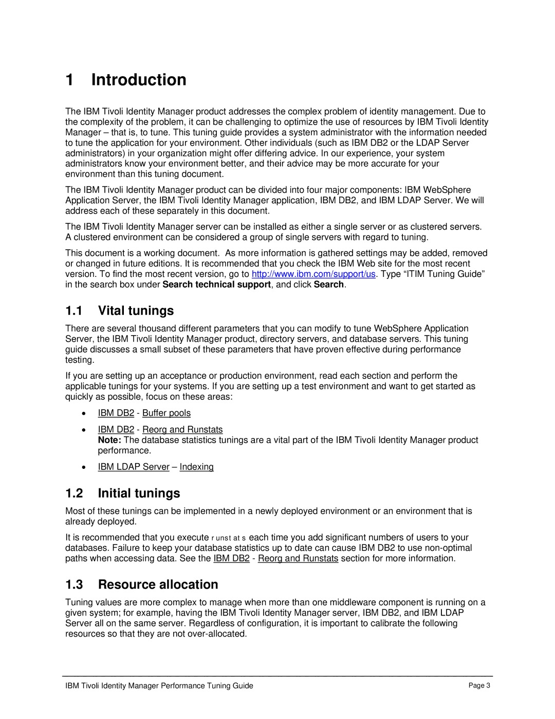 IBM 4.6 manual Introduction, Vital tunings, Initial tunings, Resource allocation 