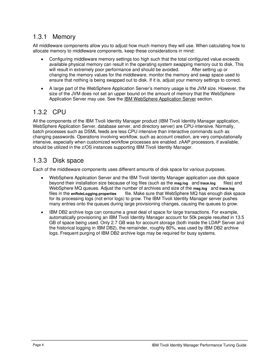 IBM 4.6 manual Memory, 2 CPU, Disk space 