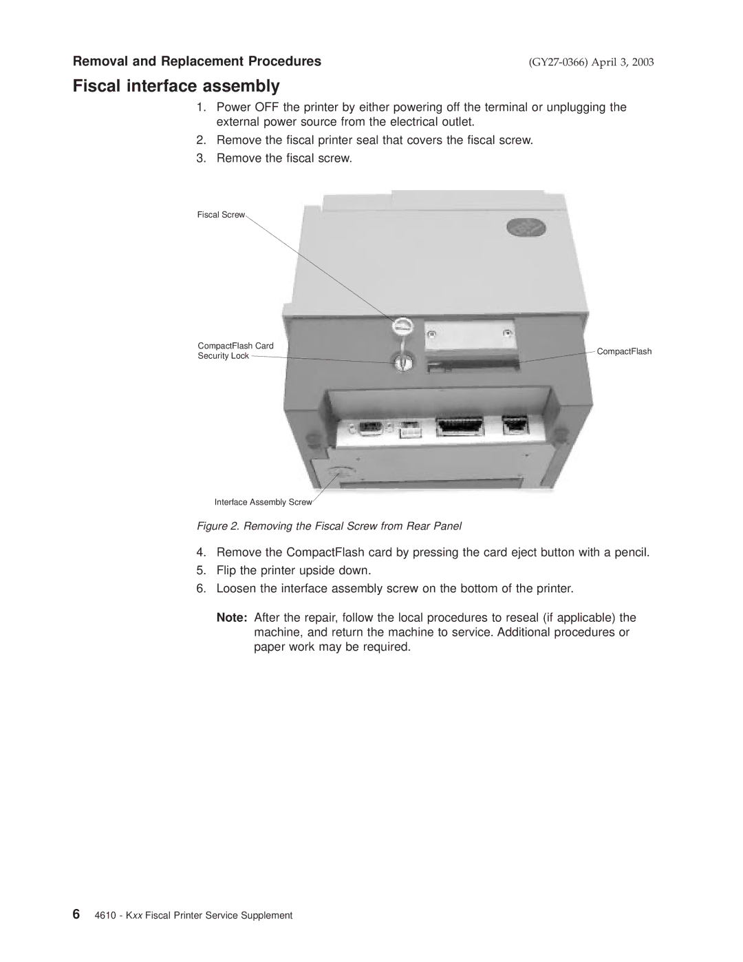 IBM 4610 manual Removal and Replacement Procedures 