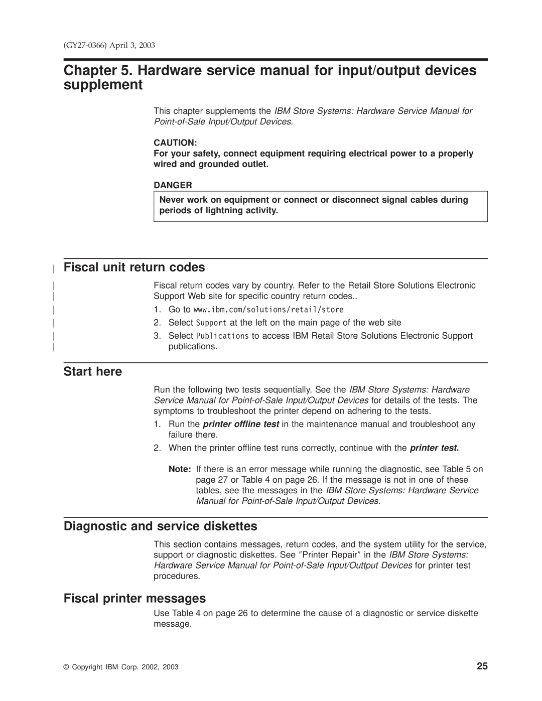 IBM 4610 manual Fiscal unit return codes, Start here, Diagnostic and service diskettes Fiscal printer messages 