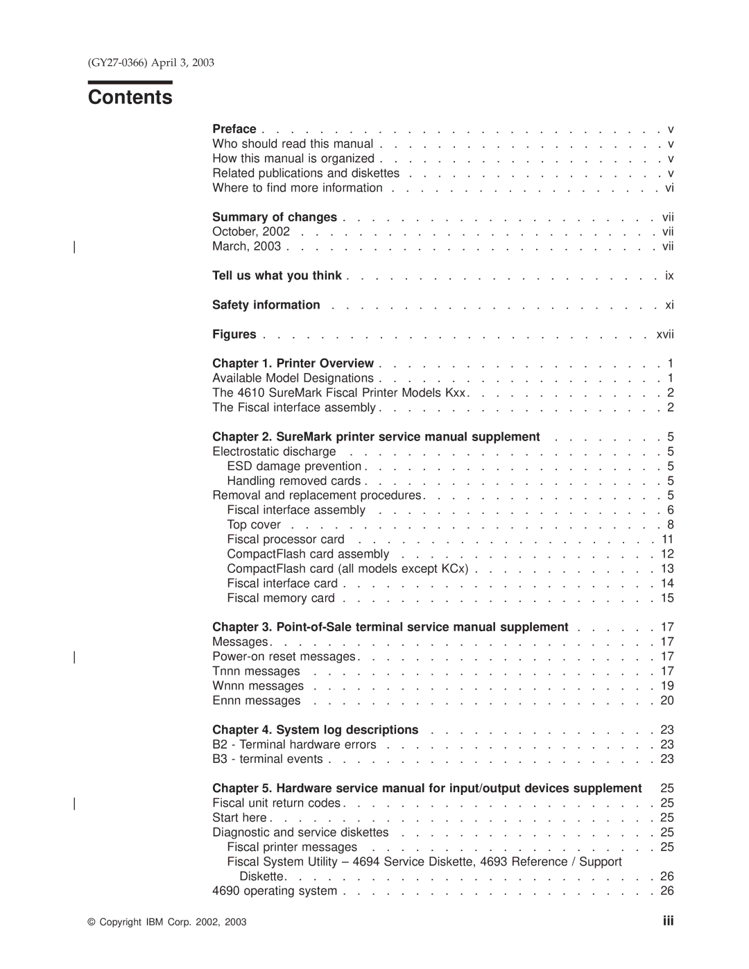 IBM 4610 manual Contents 