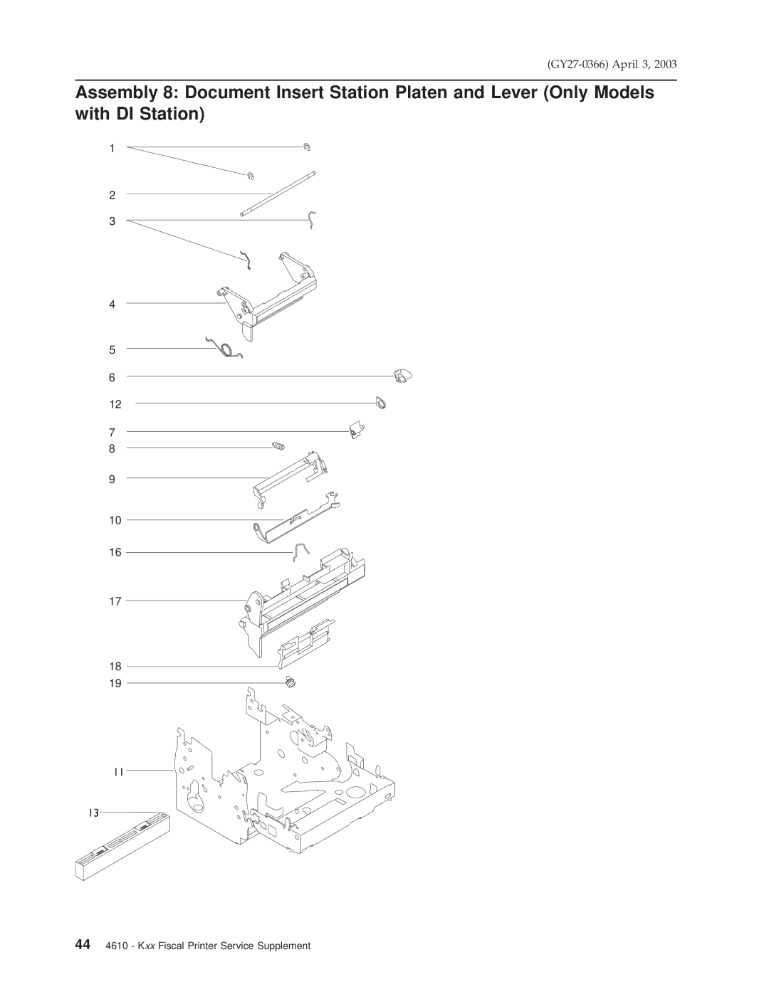 IBM manual 44 4610 Kxx Fiscal Printer Service Supplement 