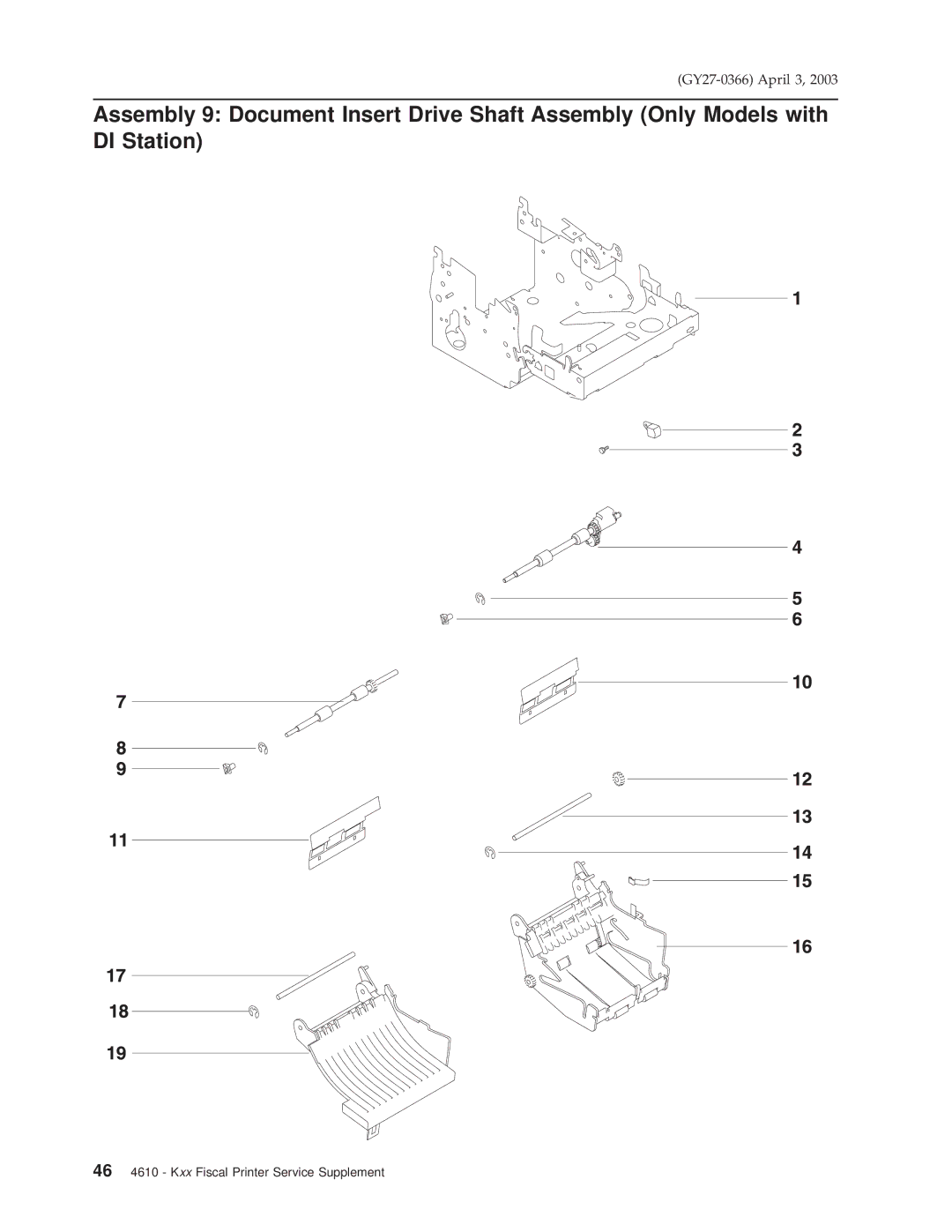 IBM manual 46 4610 Kxx Fiscal Printer Service Supplement 