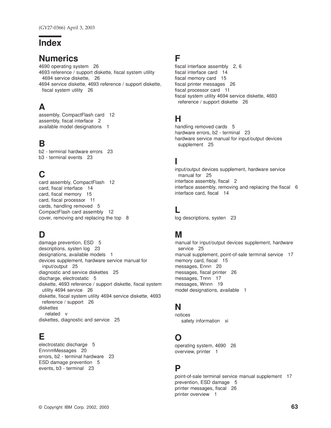 IBM 4610 manual Index Numerics 