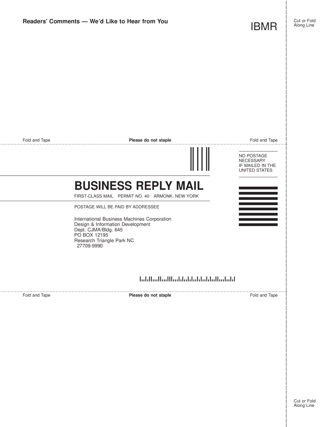 IBM 4610 manual Business Reply Mail 