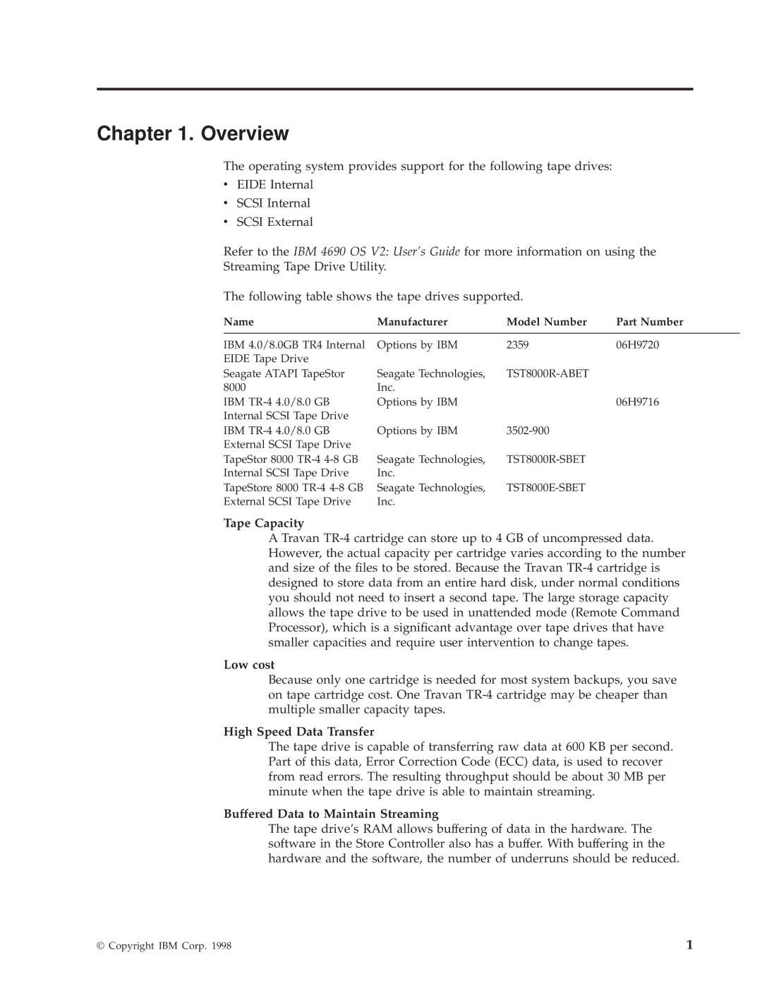 IBM 4690 manual Overview, Name Manufacturer Model Number Part Number 