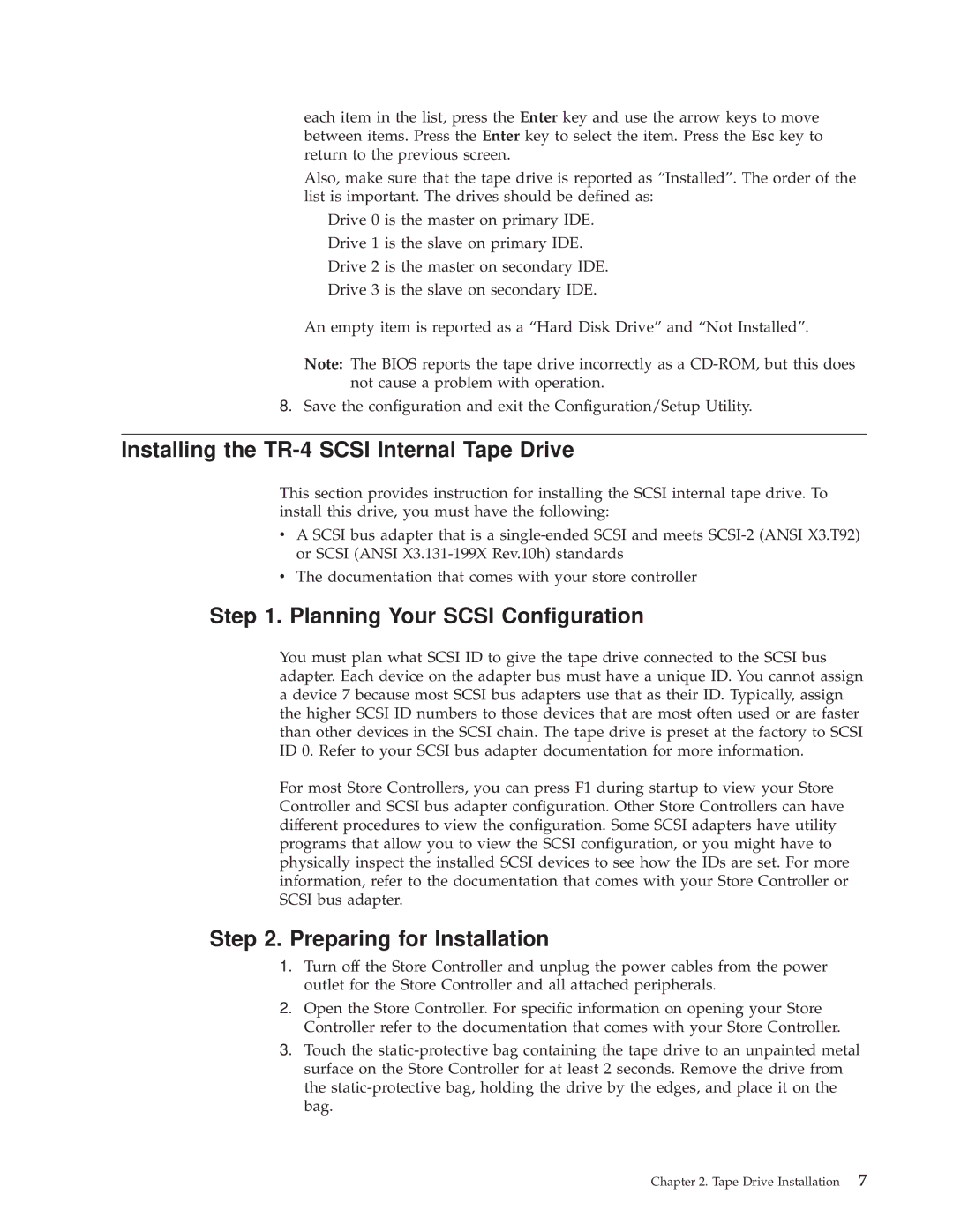 IBM 4690 manual Installing the TR-4 Scsi Internal Tape Drive, Planning Your Scsi Conguration 