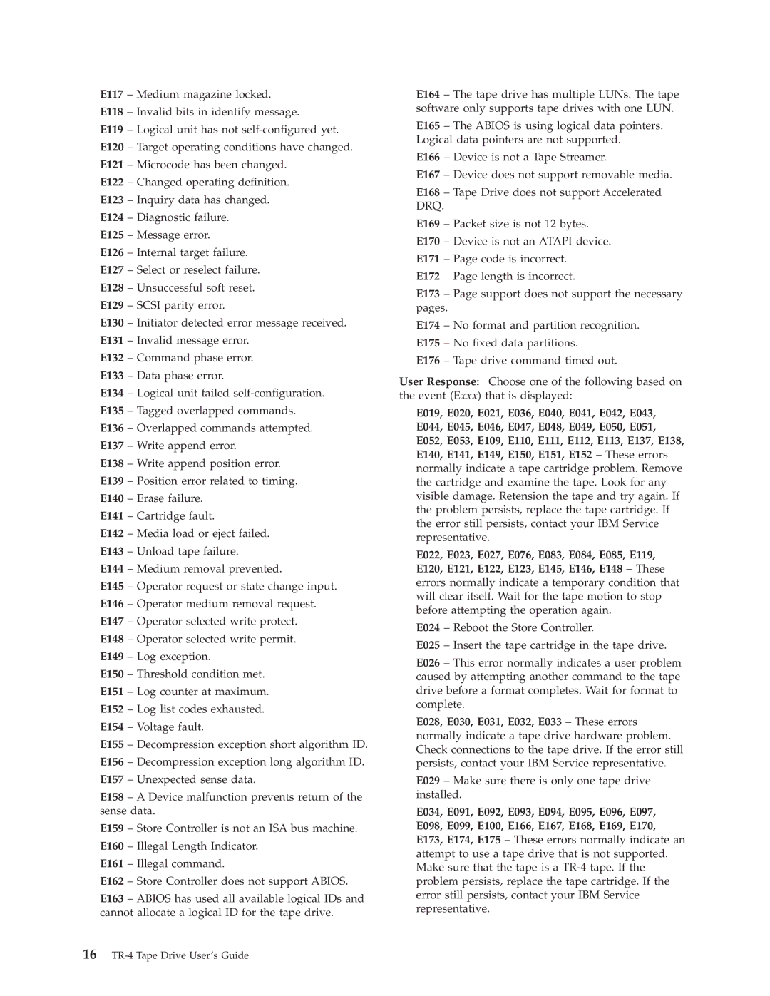 IBM 4690 manual E029 ± Make sure there is only one tape drive installed 