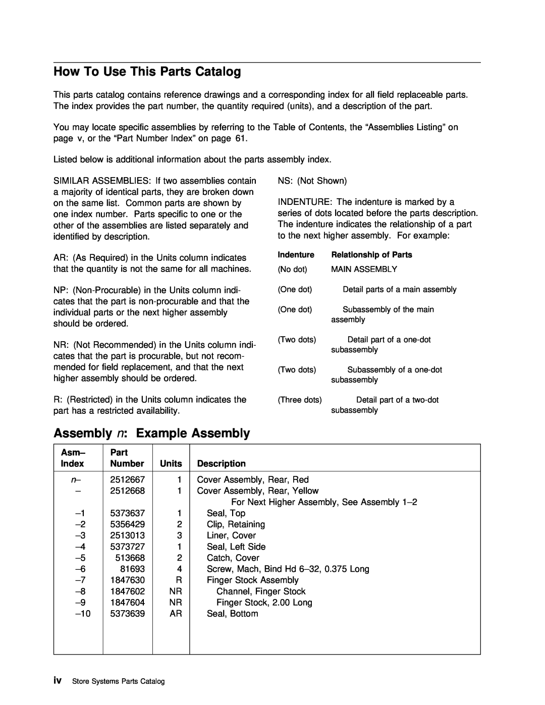 IBM 4693 DBCS FAMILY, 4694 DBCS FAMILY manual This, Catalog, Parts, Example Assembly, Index, Description 