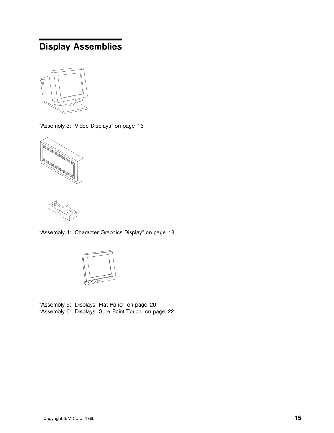 IBM 4694 DBCS FAMILY, 4693 DBCS FAMILY manual Display Assemblies 