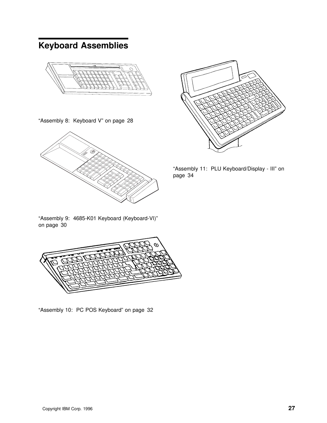 IBM 4694 DBCS FAMILY, 4693 DBCS FAMILY manual Keyboard Assemblies 