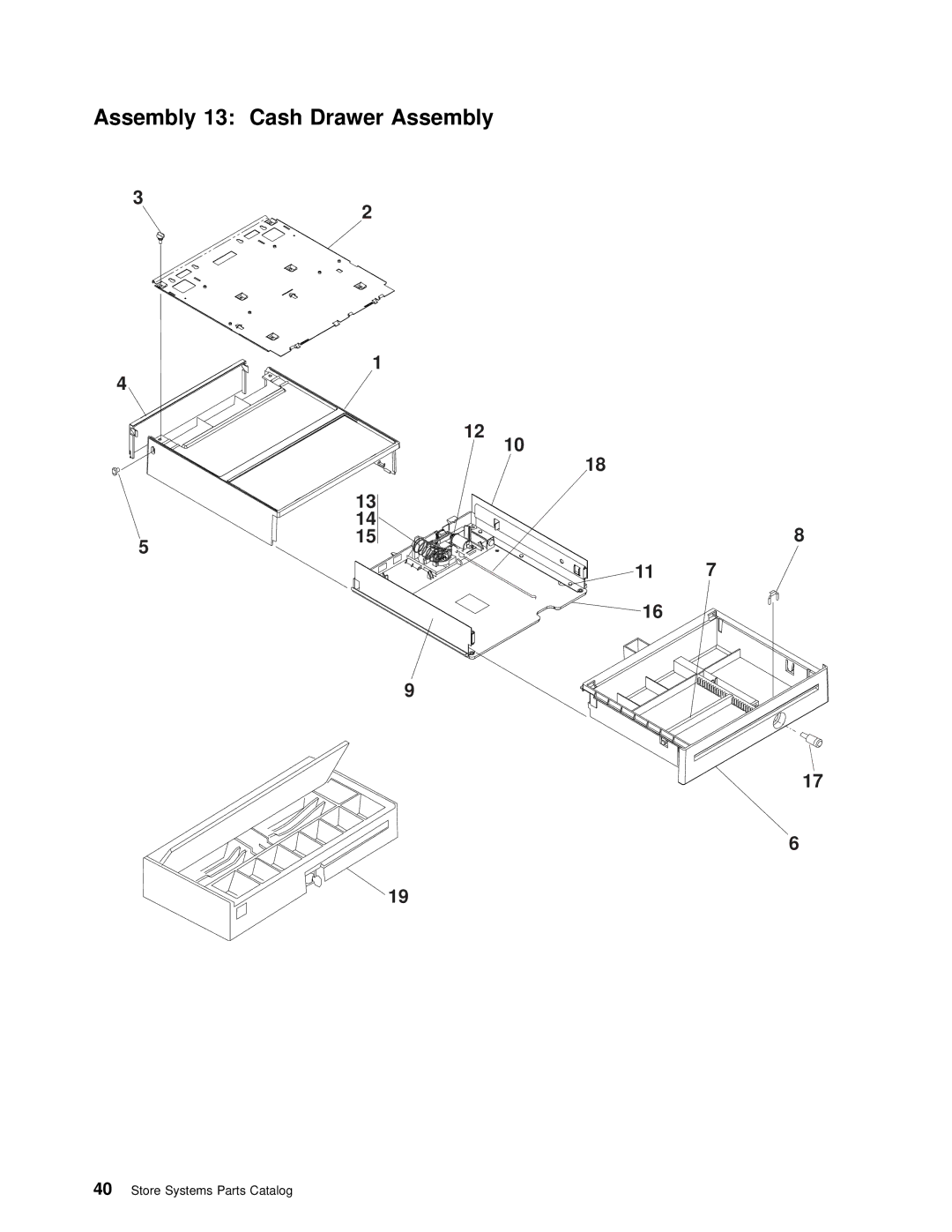 IBM 4693 DBCS FAMILY, 4694 DBCS FAMILY manual Assembly 13 Cash Drawer Assembly 