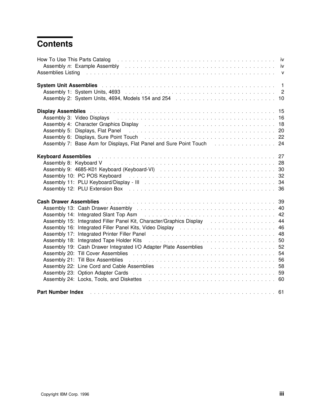 IBM 4694 DBCS FAMILY, 4693 DBCS FAMILY manual Contents 