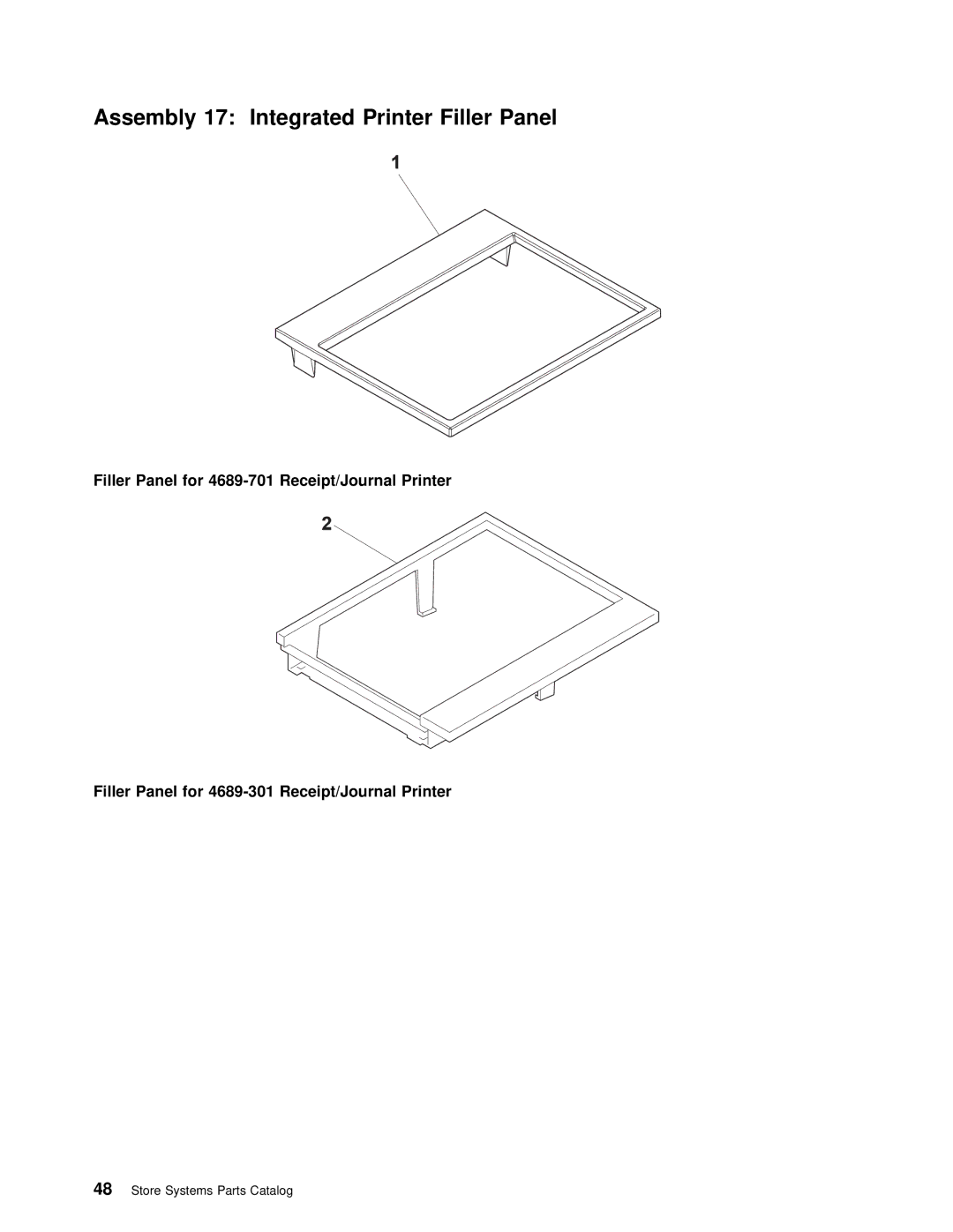 IBM 4693 DBCS FAMILY, 4694 DBCS FAMILY manual Assembly 17 Integrated Printer Filler Panel 