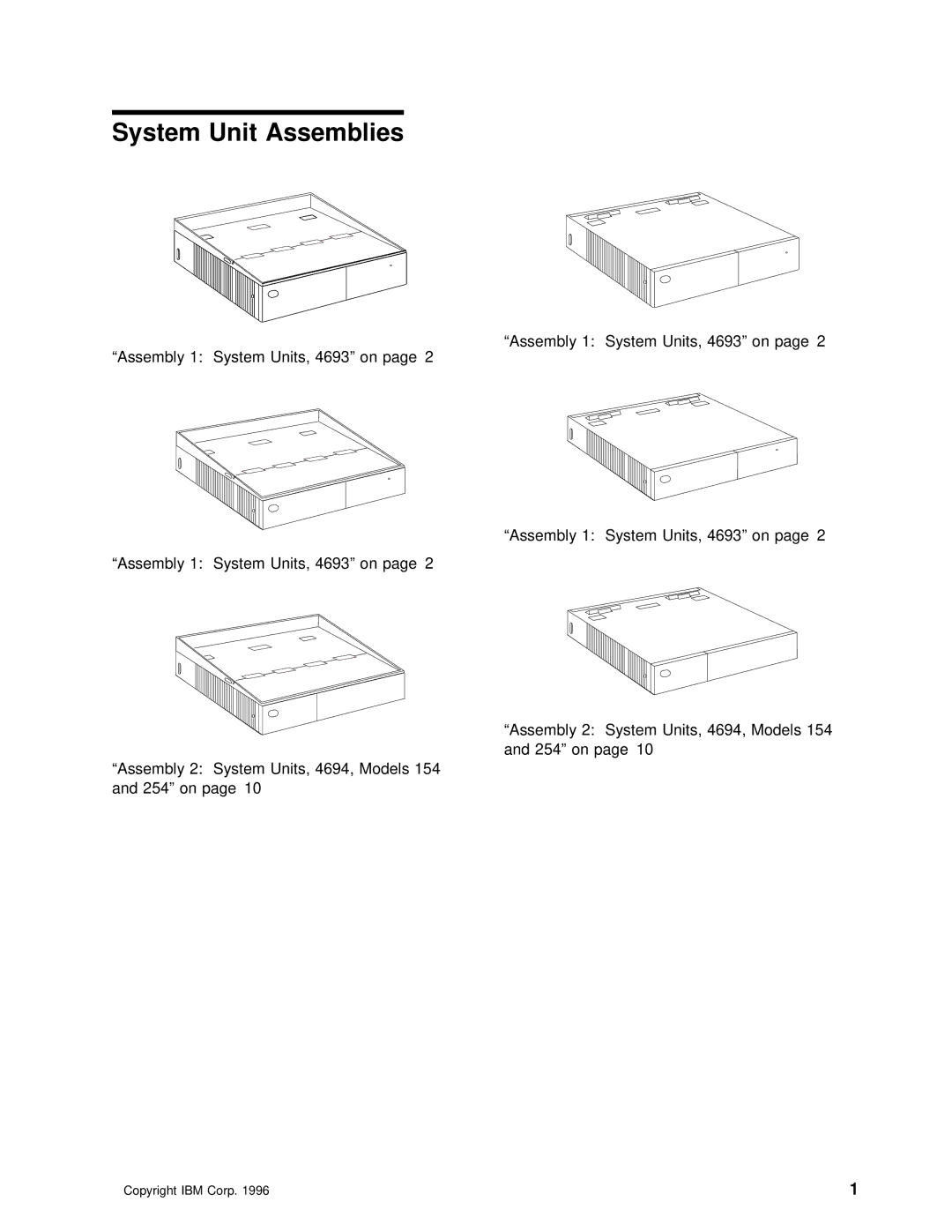 IBM 4694 DBCS FAMILY, 4693 DBCS FAMILY manual System Unit Assemblies 