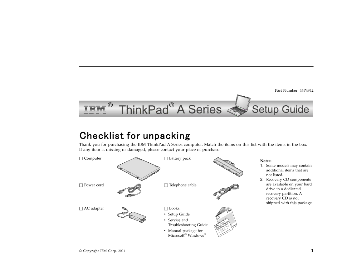 IBM setup guide Part Number 46P4842 