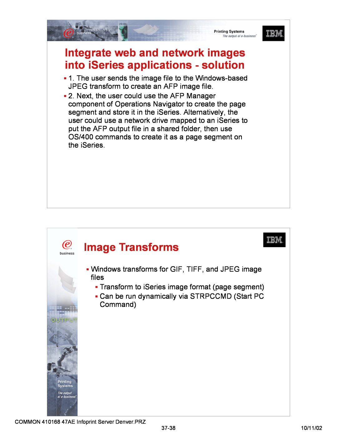 IBM 47AE - 410168 manual Image Transforms, Integrate web and network images into iSeries applications - solution 