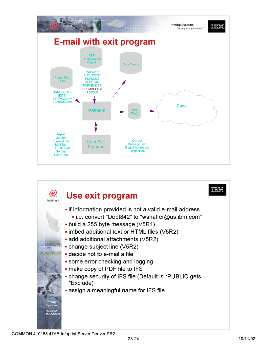 IBM 47AE - 410168 manual Mail with exit program, Use exit program 