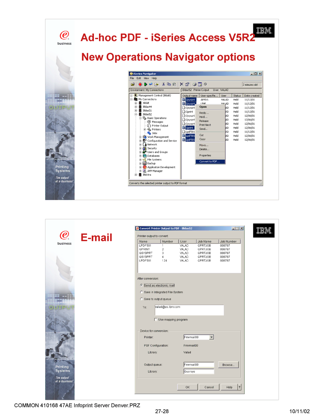 IBM 47AE - 410168 manual New Operations Navigator options Mail 