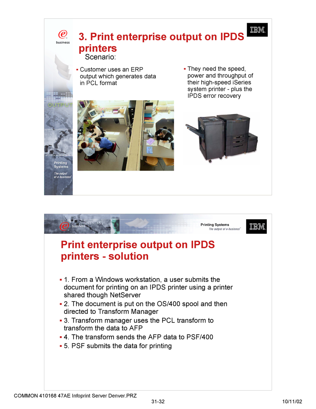 IBM 47AE - 410168 manual Print enterprise output on Ipds printers solution 