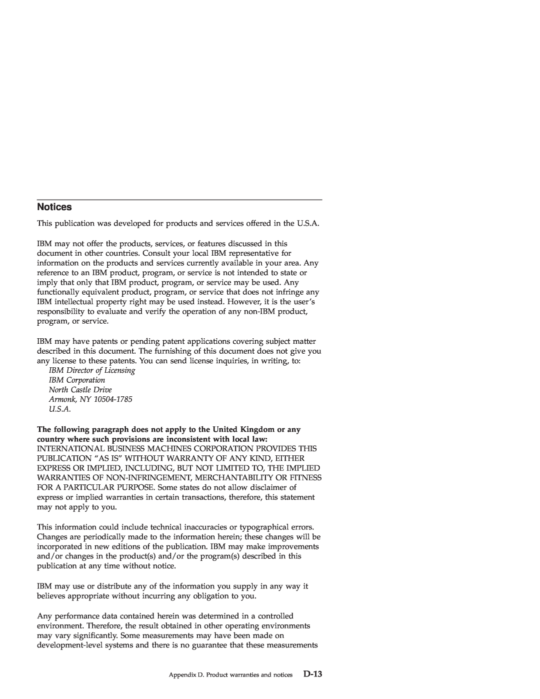 IBM 48X-20X manual Notices, D-13 