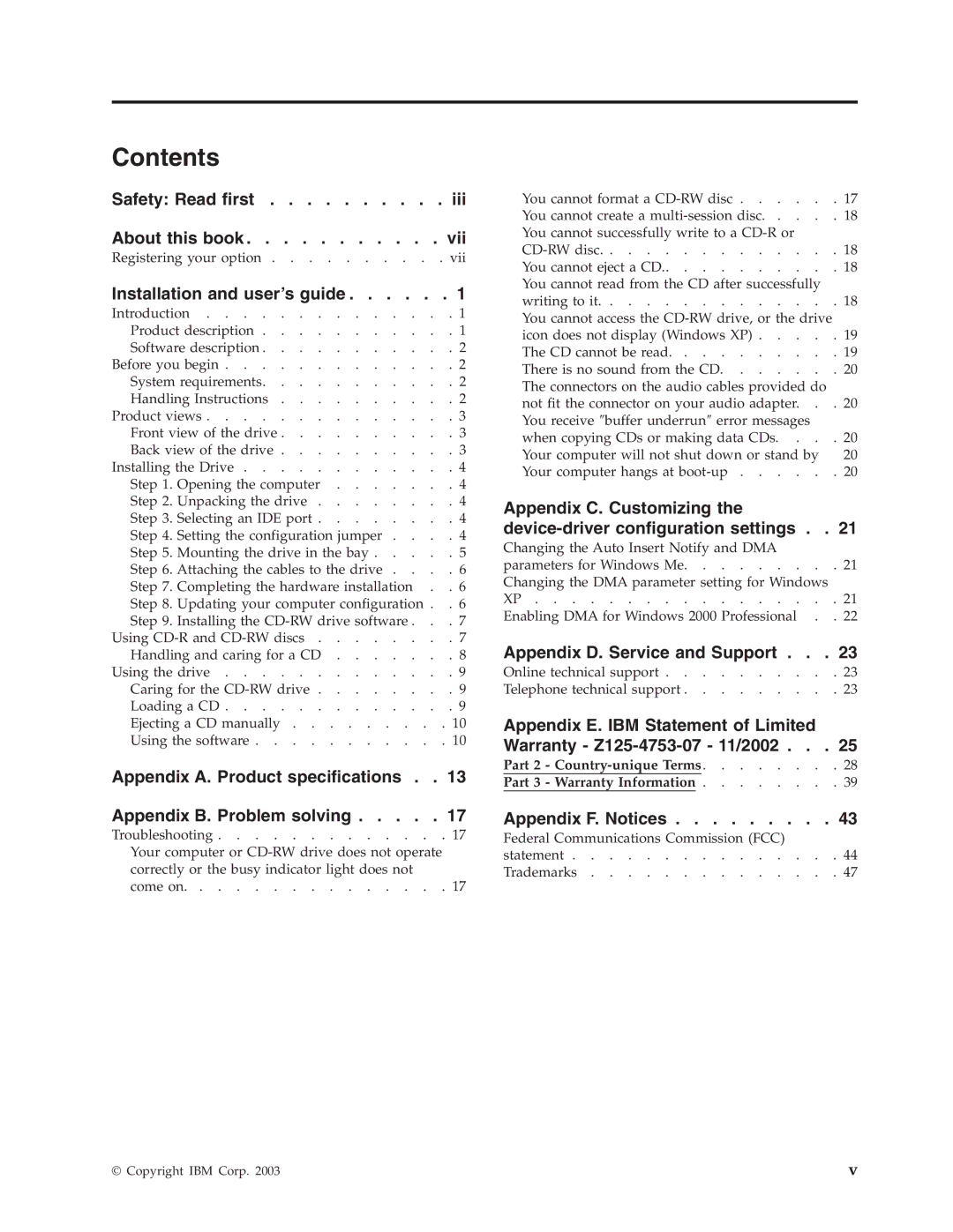 IBM 48X manual Contents 