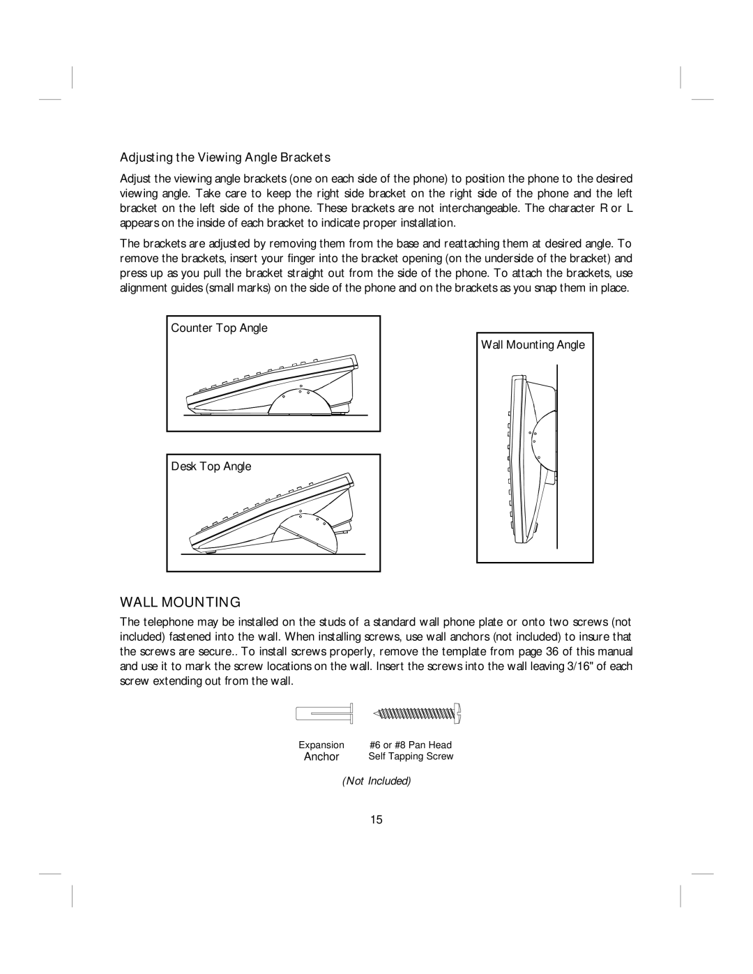 IBM 4900, 412CID installation and operation guide Wall Mounting, Adjusting the Viewing Angle Brackets 