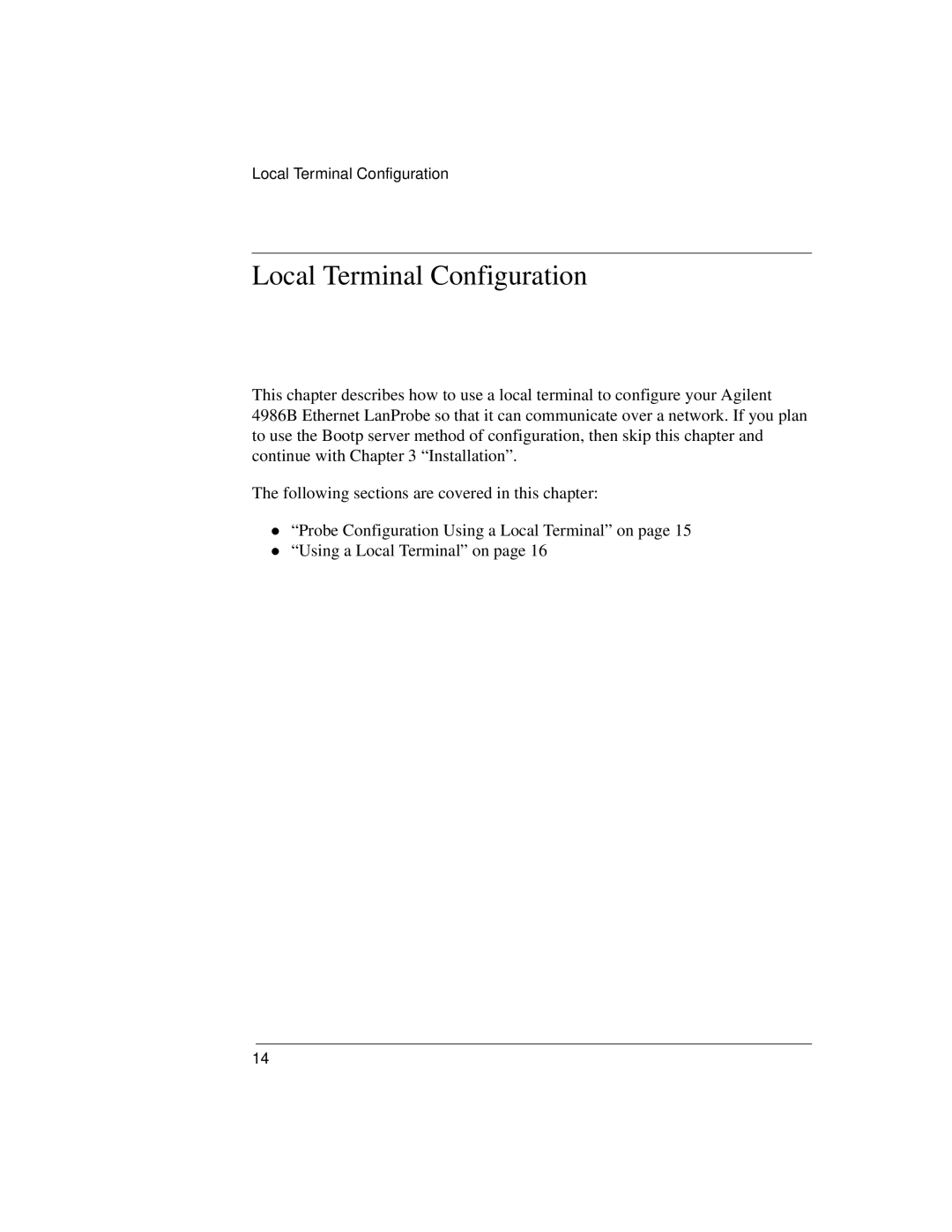 IBM 4986B LanProbe manual Local Terminal Configuration 
