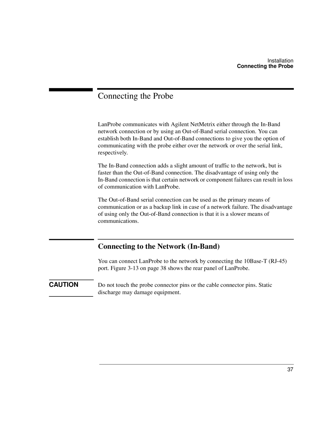 IBM 4986B LanProbe manual Connecting the Probe, Connecting to the Network In-Band 
