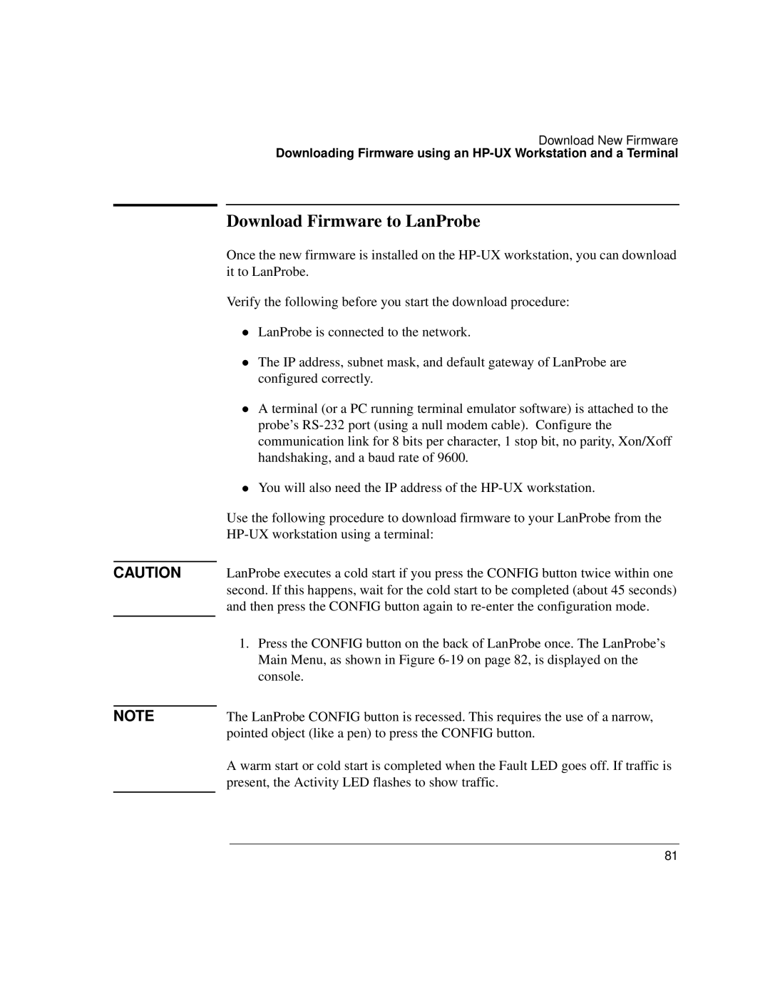 IBM 4986B LanProbe manual Download Firmware to LanProbe 