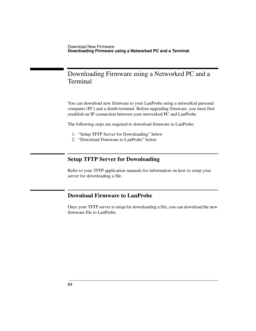 IBM 4986B LanProbe manual Downloading Firmware using a Networked PC and a Terminal, Setup Tftp Server for Downloading 