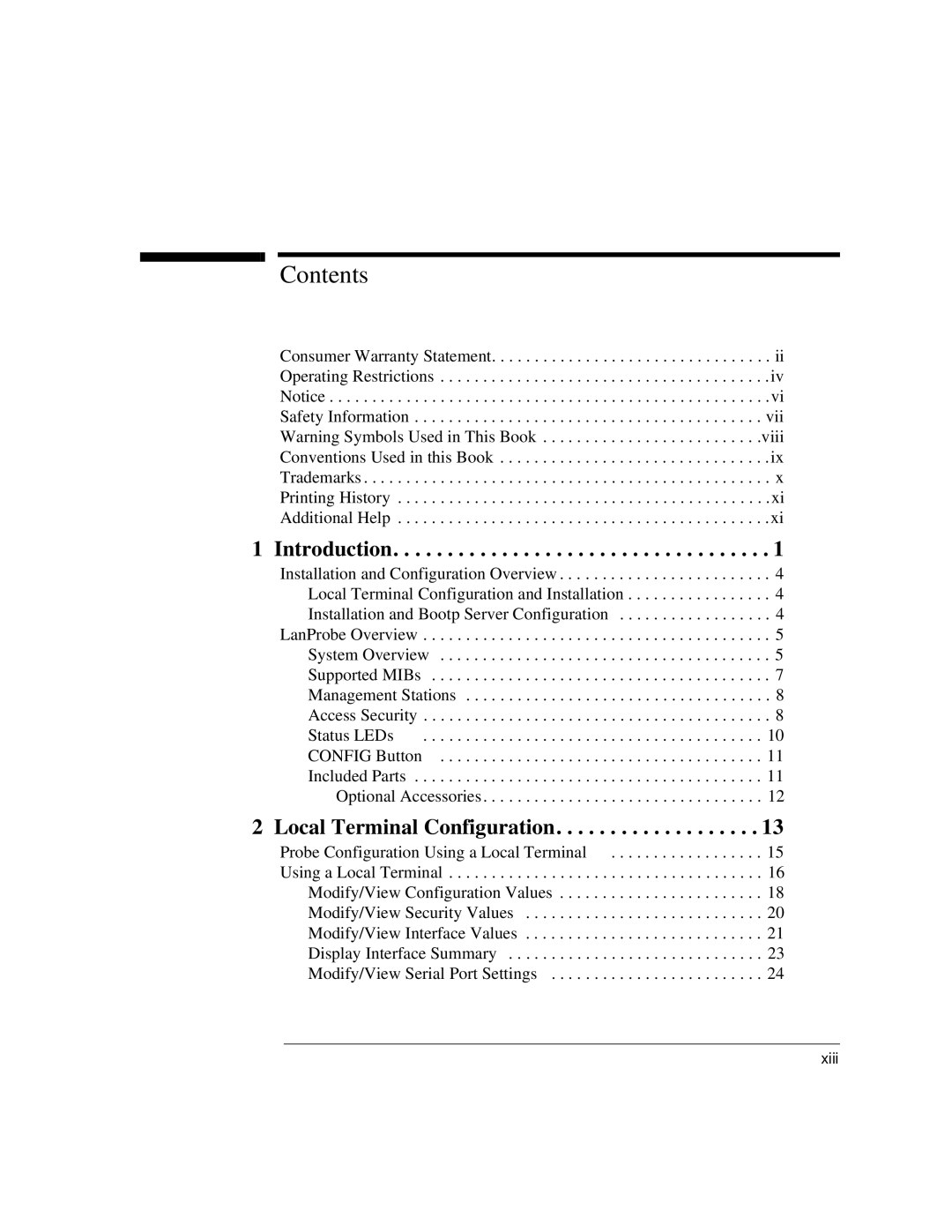 IBM 4986B LanProbe manual Contents 