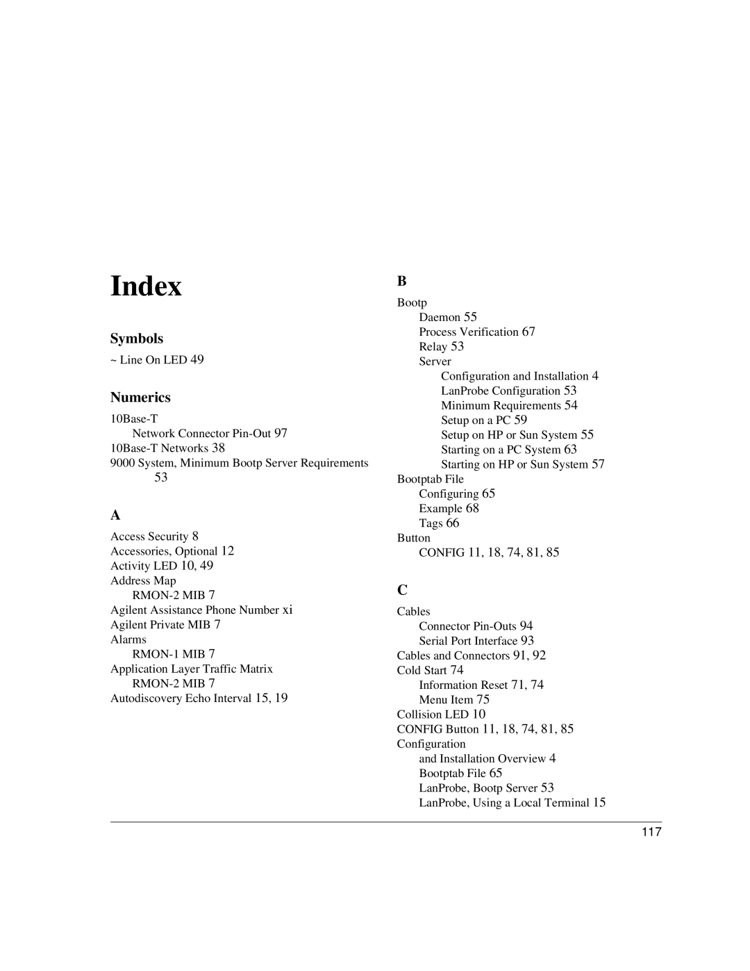 IBM 4986B LanProbe manual Symbols, Numerics 